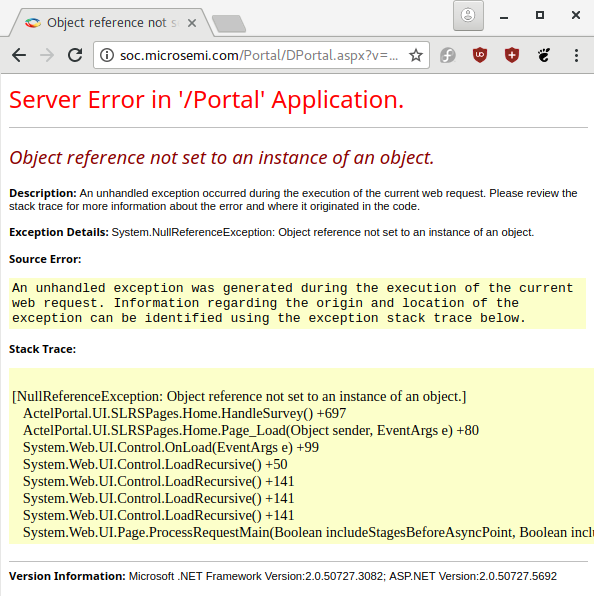 Microsemi web error