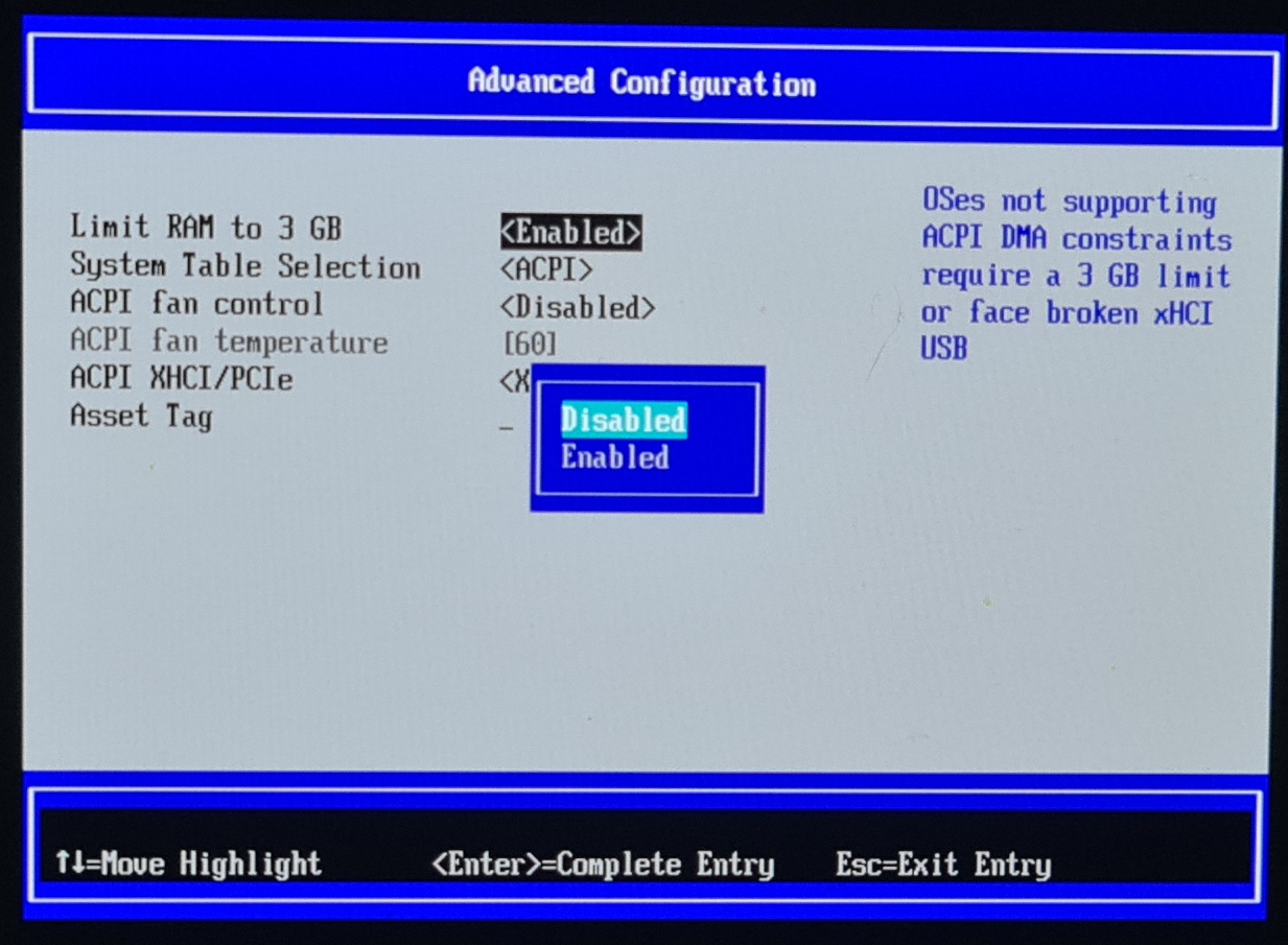 UEFI toplevel menu